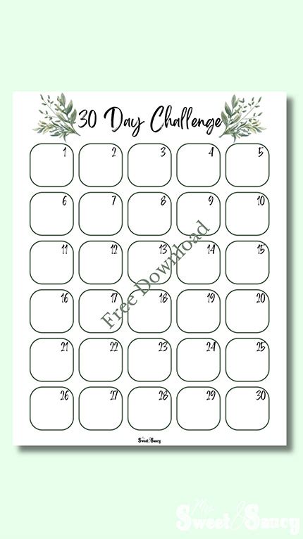 30 Day Chart Printable Free