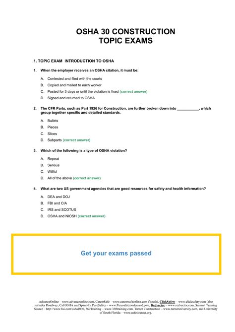 30 Hour Osha Test Answers PDF