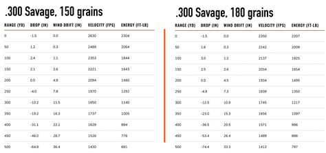 300 Savage Ballistics Chart