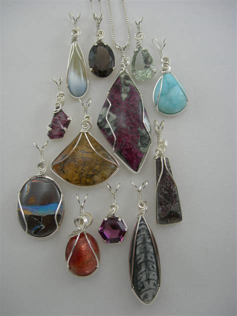 31 Antique Silver Pendant Natural Stone Crystal Combinations