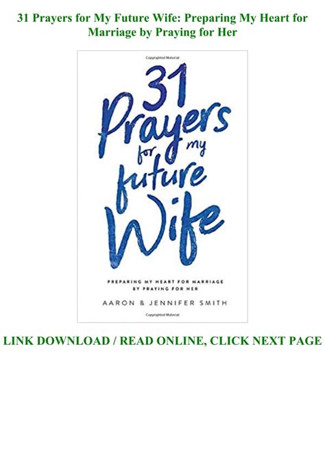 31 Prayers for My Future Wife Preparing My Heart for Marriage by Praying for Her Reader