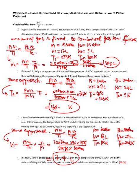 32 The Gas Laws Answers Doc