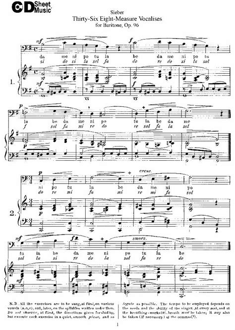 36 eight measure vocalises for baritone op 96 Kindle Editon