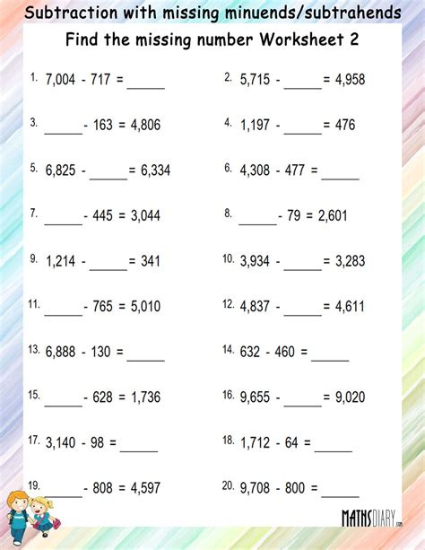 365 subtraction worksheets answers subtrahend Reader