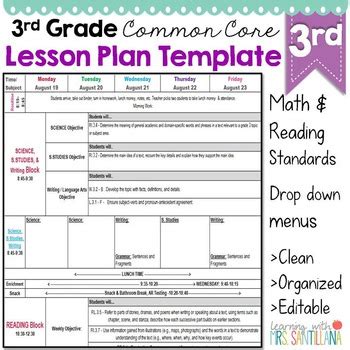3rd grade math common core lesson plans Doc