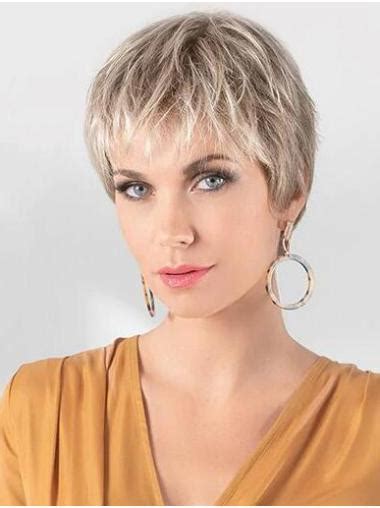 4" Straight 100% Hand-tied Blonde Cheap Short Hair Styles