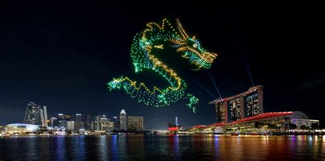 4,000 Drones Lighting Up the Night: Marina Bay Sands' Dragon Drone Show