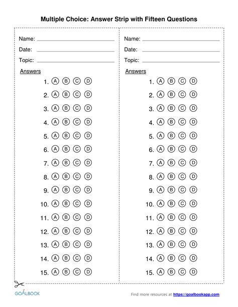 4 Answer Multiple Choice Template Doc