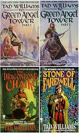 4 Book Set of Tad Williams Memory Sorrow and Thorn Trilogy Series Set Includes The Dragonbone Chair The Stone of Farewell To Green Angel Tower pt 1 To Green Angel Tower pt 2 Reader