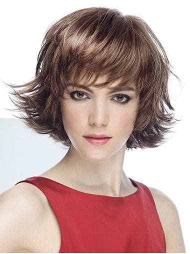 4 Must-Have 2025 Wavy Short Brown Synthetic With Bangs Mono Wigs