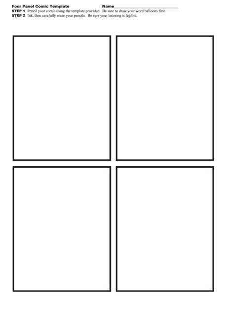 4 Panel Comic Strip Template