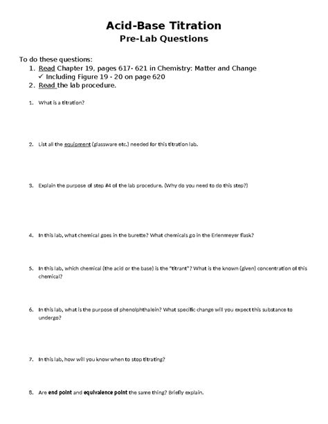 4 acid base titration pre lab answers Epub