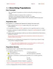 42 Describing Populations Answer Reader