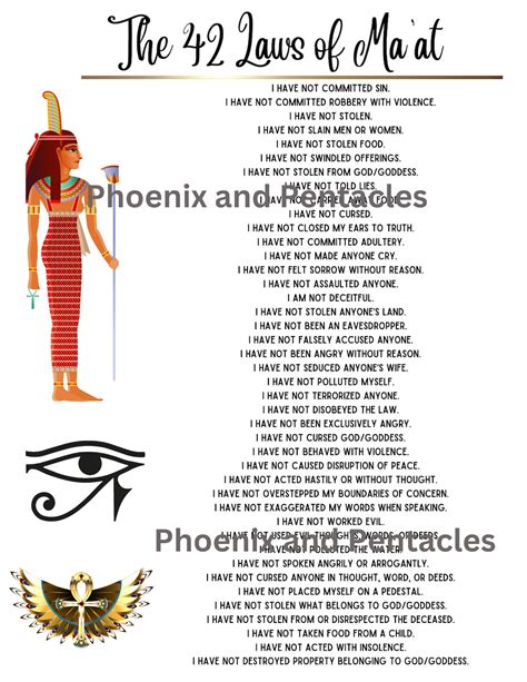 42 Laws Of Maat Printable