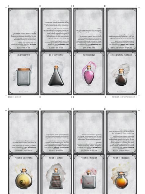 42 Potions Actions or Bonus Actions 5e