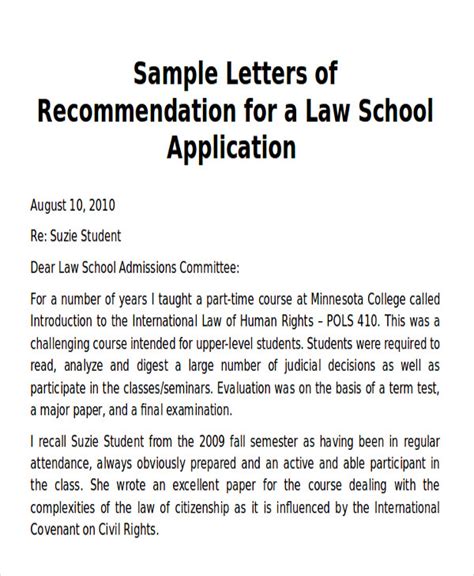 45 law school recommendation letters Reader