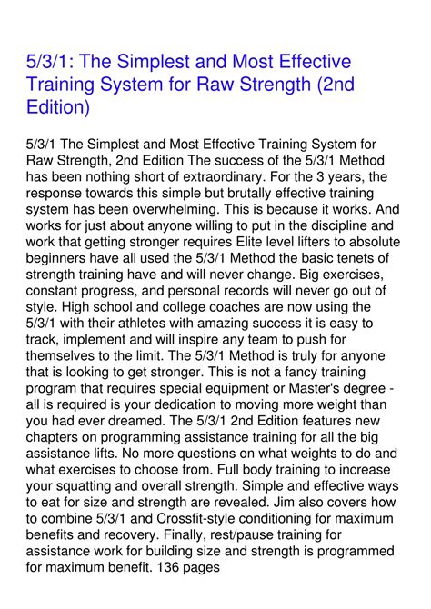 5 3 1 The Simplest and Most Effective Training System for Raw Strength 2nd Edition Epub