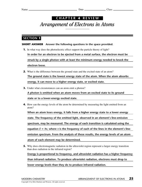 5 Electrons In Atoms Key Answers Reader