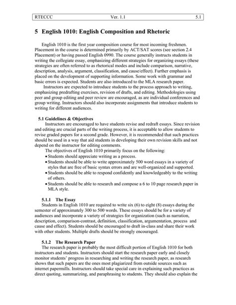 5 English 1010: English Composition And Rhetoric PDF Reader