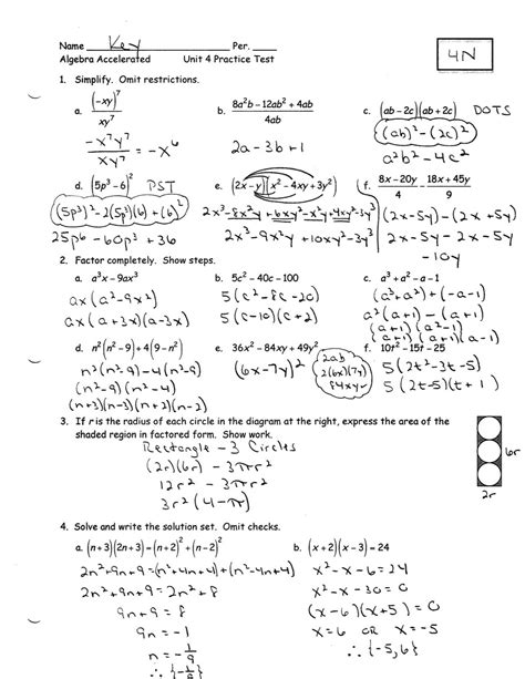 5 Practice Algebra 1 Answer Key PDF