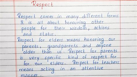 5 page essay on respect Reader