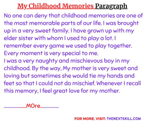 5 paragraph essay about a childhood memory Reader