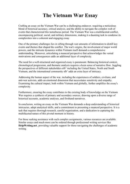 5 paragraph essay on the vietnam war Doc