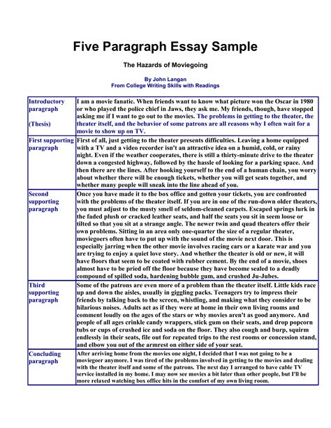 5 paragraphs essay examples Reader