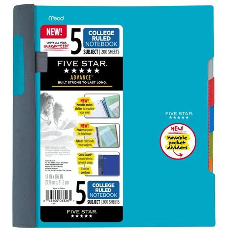 5 star five subject notebook