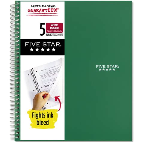 5 subject five star notebook
