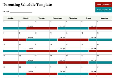 5-2-2-5 Parenting Schedule Template