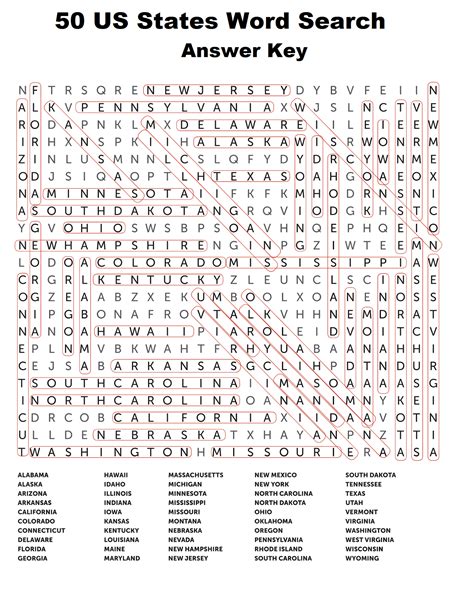 50 State Word Search Answer Key Reader