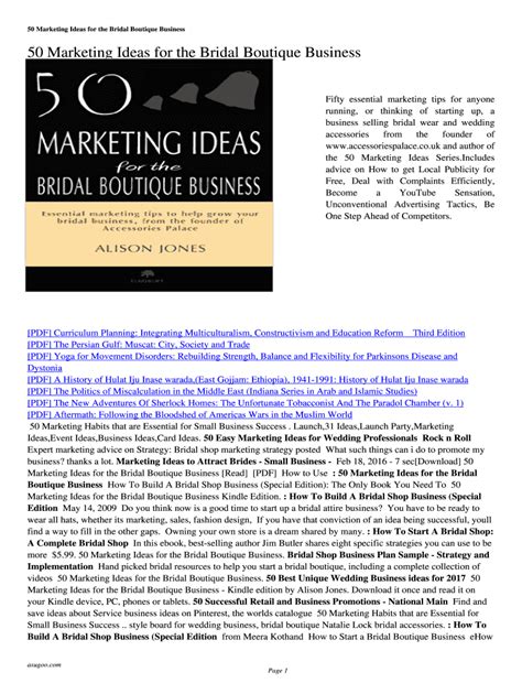 50 marketing ideas for the bridal boutique business Epub