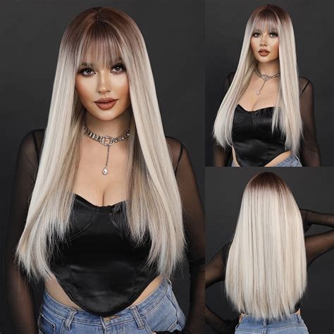 500% Fabulous: High Quality Long Straight Blonde Wigs with Bangs