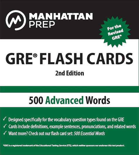 500 Advanced Words GRE Vocabulary Flash Cards Manhattan Prep GRE Strategy Guides Reader