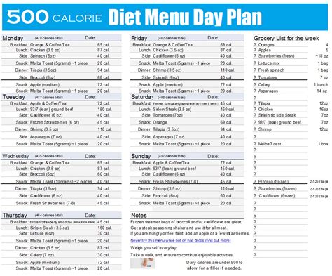 500 calories a day meal plan