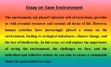 500 word essay save our environment Reader