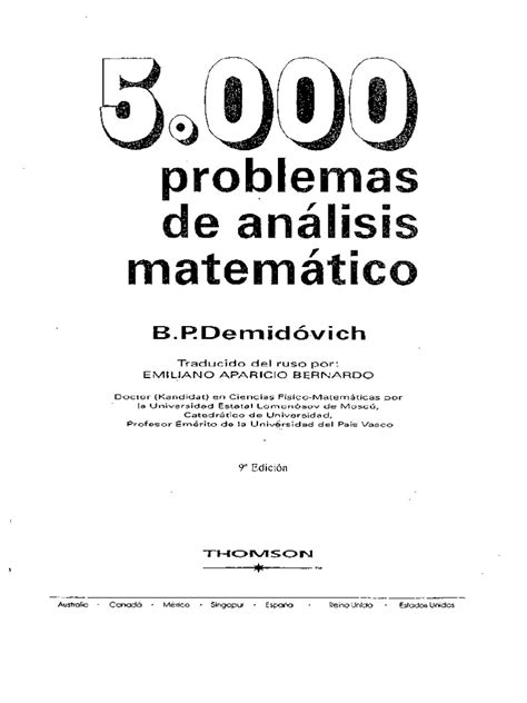 5000 problemas de analisis matematico ii demidovich pdf Kindle Editon