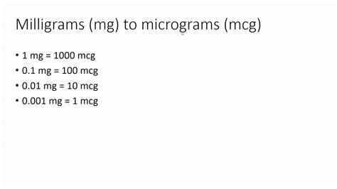 50mg to mcg