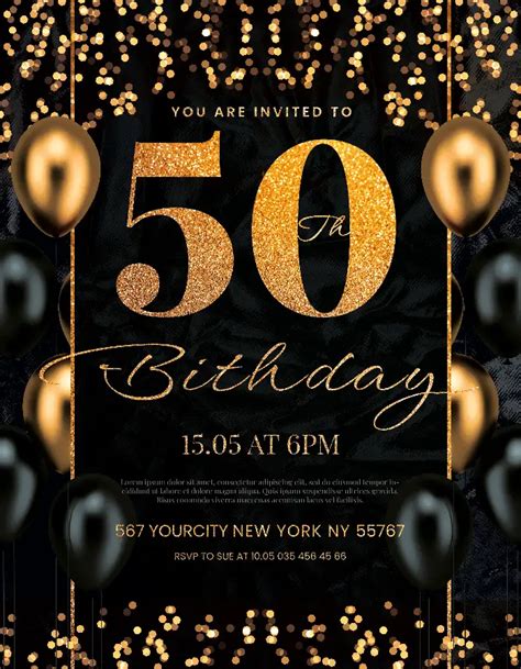 50th Birthday Party Invitation Template