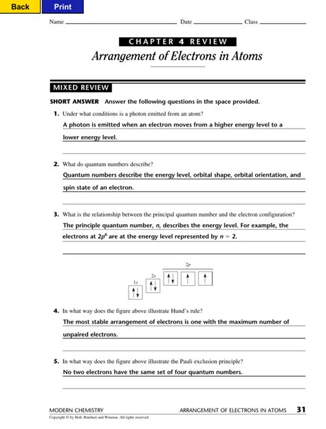 52 Electron Arrangement In Atoms Answer Key Doc