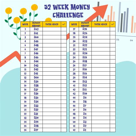 52 Week Money Challenge Printable Chart Kenya