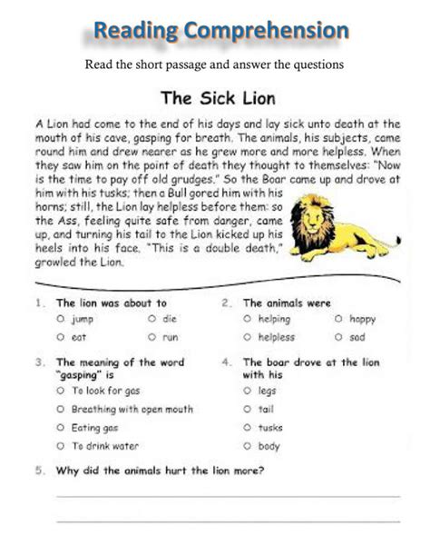 5th Grade Reading Comprehension Worksheets With Answers PDF