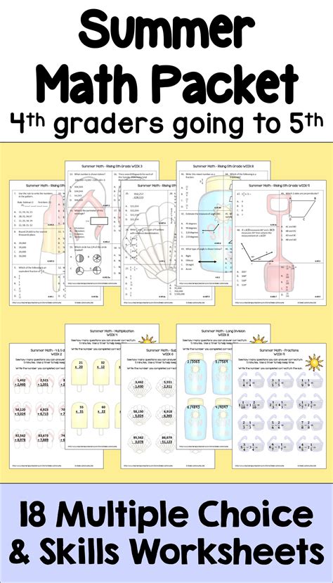 5th grade common core summer math packet PDF