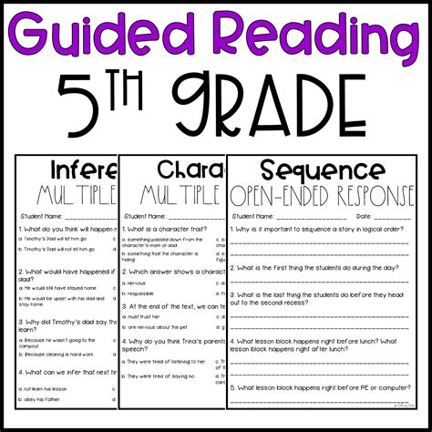 5th grade guided reading plans Reader