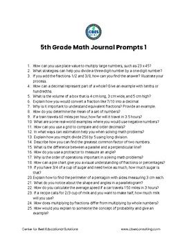 5th grade math journal prompts Kindle Editon
