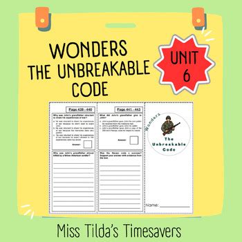 5th grade the unbreakable code pdf Doc