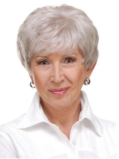 6" Cropped Straight Durable Monofilament Grey Wigs