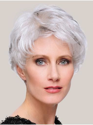 6" Cropped Straight Style 100% Hand-tied Grey Wigs