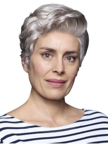 6" Cropped Wavy Perfect 100% Hand-tied Grey Wigs: VS 2025